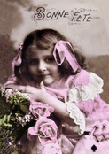 Jolie fillette et roses color&eacute;es pour f&ecirc;ter